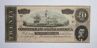 Civil War 1864 $20.  00 Confederate States Horse Blanket Note 704