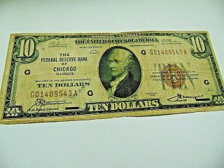 1929 $10 Dollar Bill Brown Seal Bank Note National Currency Old Paper Money