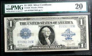 $1 Fr 238 Series Of 1923 Silver Certificate Woods White Pmg 20 Very Fine