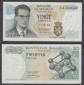 Belgium 20 Francs 1964 (vf, ) Banknote P - 138