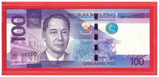 Qh 1000000 2015 Philippines 100 Peso Ngc Aquino Iii Solid No.  Banknote Unc