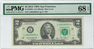 $2 2013 Frn San Francisco Fr 1940 - L Pmg 68 Epq