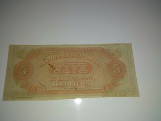 1850 ' s Obsolete $5 Dollar Note.  CITIZENS BANK of Orleans,  Louisiana. 4