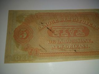 1850 ' s Obsolete $5 Dollar Note.  CITIZENS BANK of Orleans,  Louisiana. 5