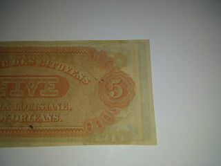 1850 ' s Obsolete $5 Dollar Note.  CITIZENS BANK of Orleans,  Louisiana. 6