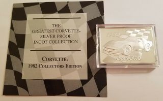 1982 Corvette Collectors Edition 1.  2 Oz.  925 Silver Bar Acrylic Airtite