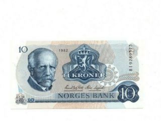 Bank Of Norway 10 Kroner 1982 Xf