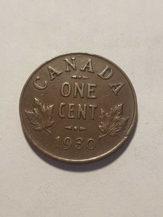 Canada 1 Cent 1930 George V Canadian Penny Copper Coin Small One Cent