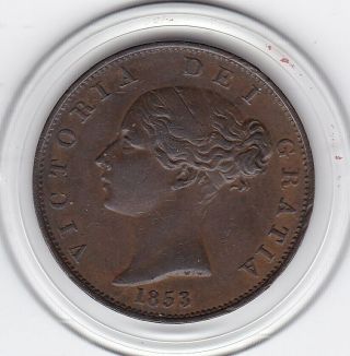 Very Sharp 1853 Queen Victoria Half Penny (1/2d) Copper Coin