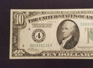 West Point Coins 1928 $10 Federal Reserve Note ' 4 ' Cleveland Ohio 3