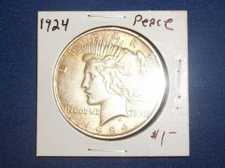 1924 Silver Peace Dollar - 90 Silver Us Coin