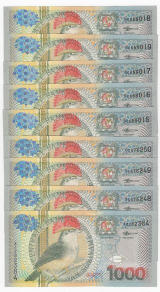 2000 Suriname 1000 Gulden,  P - 151,  Uncirculated - Bird & Flower