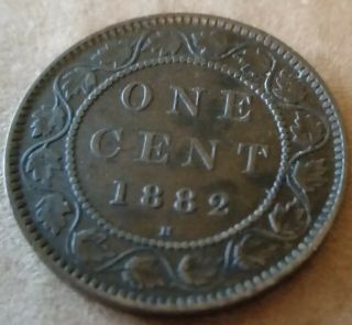 1882 H Canada Canadian One 1 Cent Large Penny Coin Obverse 2 Very Fine,