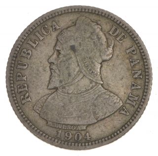Roughly Size Of Quarter - 1904 Panama 10 Centesimos - World Silver Coin 293