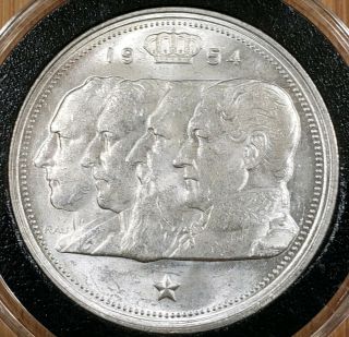 1954 Belgium 100 Francs - Kings Leopold I Ii Iii & Albert I - Silver Coin Bu