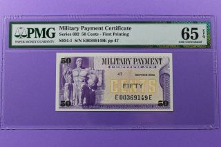 Military Payment Certificate Series 692 50c Pmg 65 Epq Gem Unc Note