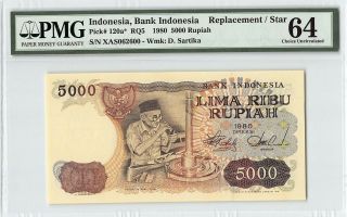Indonesia 1980 P - 120a Pmg Choice Unc 64 5000 Rupiah Replacement