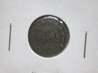 Canadian Silver Dime Love Token From Jewelry - L.  E.  C.