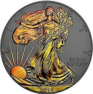 Usa 2018 1$ American Eagle 1 Oz Gold Hologram Finish Silver Coin