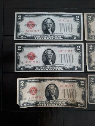9 - 1928/1953 $2 RED SEAL NOTES VG/AU - 2 - 1928,  - 1 - 1928C.  - 2 - 1928 D -.  1 - 1928,  - 1 - 1953A 2