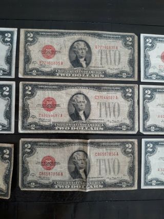 9 - 1928/1953 $2 RED SEAL NOTES VG/AU - 2 - 1928,  - 1 - 1928C.  - 2 - 1928 D -.  1 - 1928,  - 1 - 1953A 3