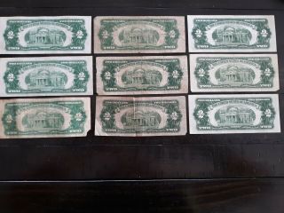 9 - 1928/1953 $2 RED SEAL NOTES VG/AU - 2 - 1928,  - 1 - 1928C.  - 2 - 1928 D -.  1 - 1928,  - 1 - 1953A 5