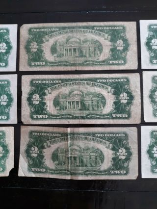 9 - 1928/1953 $2 RED SEAL NOTES VG/AU - 2 - 1928,  - 1 - 1928C.  - 2 - 1928 D -.  1 - 1928,  - 1 - 1953A 7