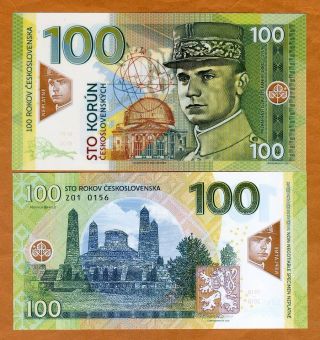 Czechoslovakia,  100 Korun,  2018,  Private Issue Polymer,  Specimen,  Unc Štefánik