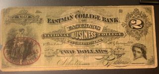 Eastman College Bank $2 From Poughkeepsie York