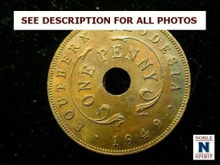 Noblespirit (ct) Rare Southern Rhodesia Gem Bu 1949 Penny