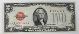 1928 F $2 Two Dollar Red Seal United States Note F - 1507 U Grade It M4