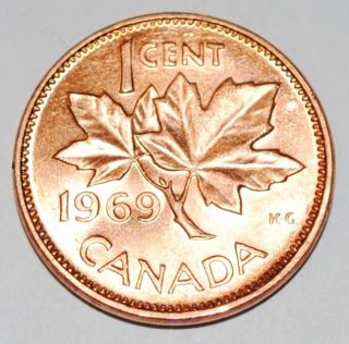 1969 1 Cent Canada Copper Uncirculated Canadian Penny