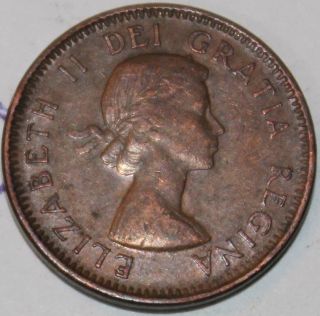 Canada 1954 SF 1 Cent Copper One Canadian Penny Coin 2