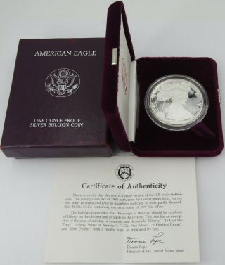 1986 American Silver Eagle 1 Oz Silver Proof Coin,  Sleeve & 244
