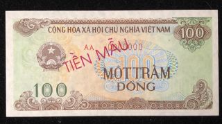 Vietnam Banknote 100 Dong 1991 Aa 0000000 Specimen.