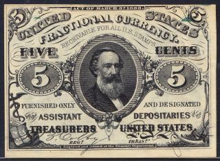 Fr1238 5¢ Third Issue Fractional Currency - 5 Cent - Green Back - Choice Au