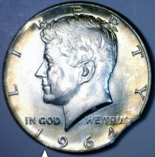 1964 Error Double Clip Silver Kennedy Half Dollar Tone Clipped Coin Nr