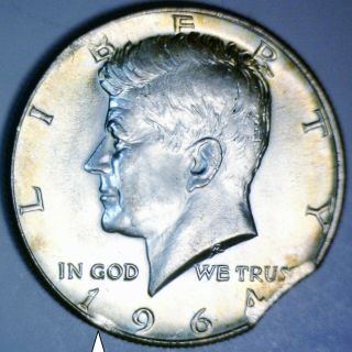 1964 ERROR Double CLIP Silver KENNEDY HALF DOLLAR TONE Clipped Coin NR 2