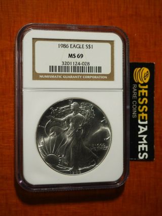 1986 $1 American Silver Eagle Ngc Ms69 Classic Brown Label