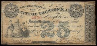 U.  S.  A.  Jersey,  City Of Trenton,  Trenton 25 Cents A,  Jany 1,  1863 F