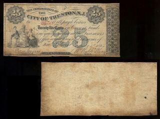 U.  S.  A.  Jersey,  City of Trenton,  Trenton 25 Cents A,  Jany 1,  1863 F 3