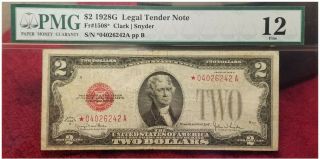 1928 - G $2 Dollar STAR note.  PMG FINE 12 2