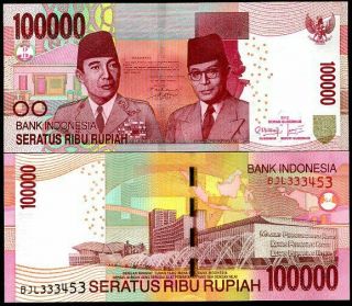 Indonesia 100,  000 100000 Rupiah 2012 P 153 Omron Unc