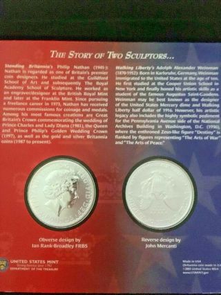 Legacies Of Freedom U.  S.  - U.  K.  Silver Bullion Two Coin Set In Cardboard