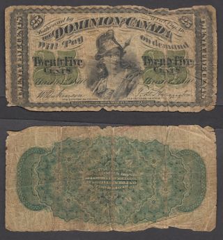Canada 25 Cents 1870 (g) Banknote P - 8 Dominion
