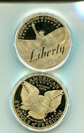 Statue Of Liberty 2015 70 Mm Gold Plated Proof Medal Swarovski 4401m