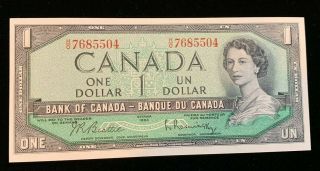 1954 Canadian $1 Dollar Bill (unc) - Beattie/rasminsky - Bc - 37b - H/o (bb 1149)