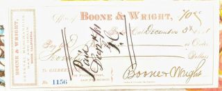 1881boone & Wright General Merchandise Bodie Ca.  California Bank Check