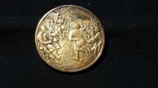 24 Kt Gold Plated 925 Silver Medal Of Peasant Dance 1566 - 1567 Pieter Bruegel