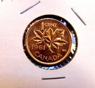 1961 Canada Canadian Small Cents One Cent Penny Coin Bu